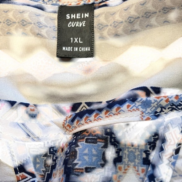 Shein Curve 1XL Aztec Print Dress Short Sleeve V Neck Boho Casual - Picture 5 of 5